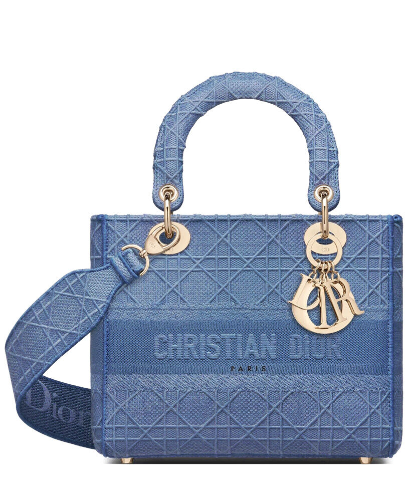 Christian Dior Medium Lady D Lite Canvas Bag Blue